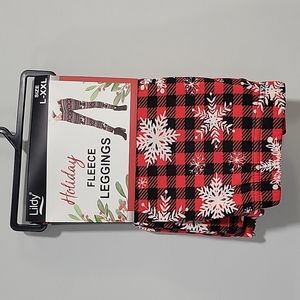 Holiday Christmas Fleece Leggings L/XXL